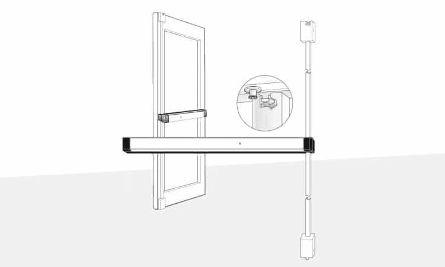 8200 Series (Life-Safety) Narrow Stile Surface Vertical Rod Exit Device